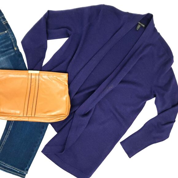 Eileen Fisher Open Cardigan Sweater Purple Small Italian Yarn Beautiful Style - Picture 1 of 8